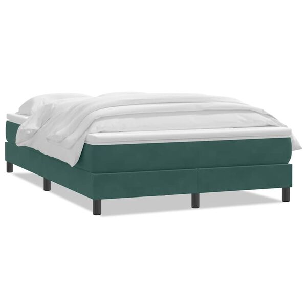 vidaXL Cama box spring com colch&atilde;o 160x210 cm veludo verde escuro