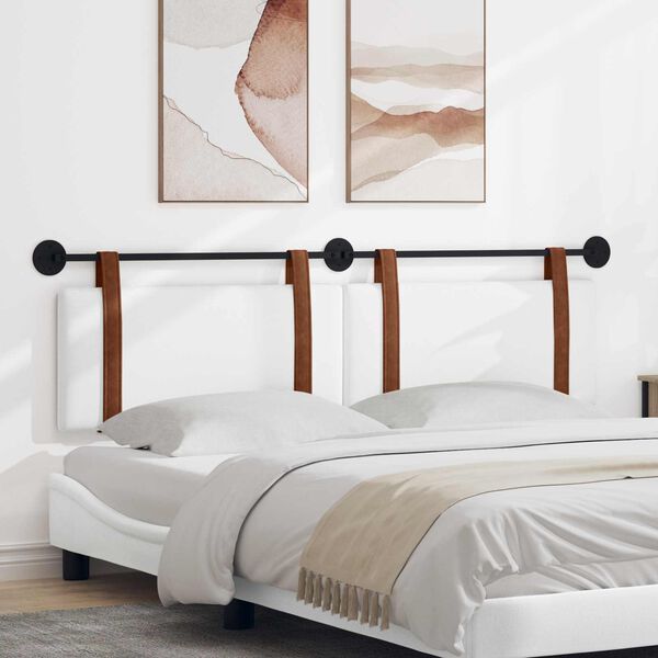 vidaXL Cabeceira Suspensa Liso Branco 170 x 55 x 5 cm PU Antigo