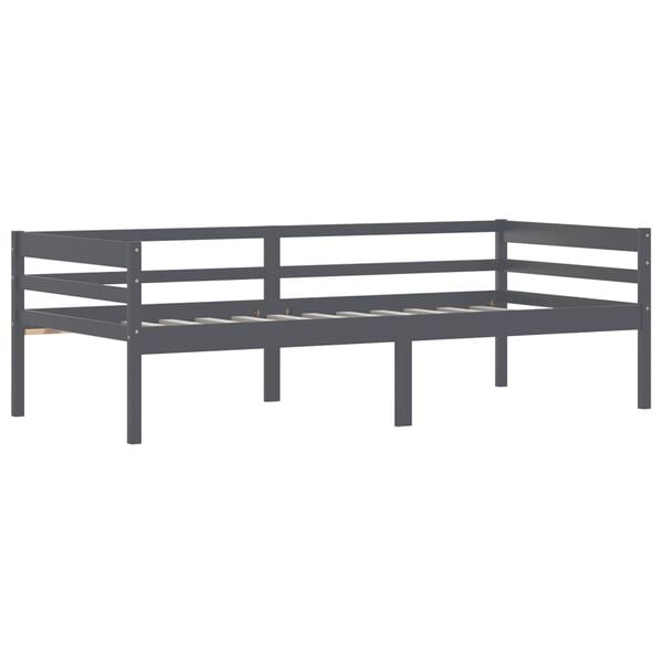 vidaXL Estrutura de cama 90x200 cm pinho maciço cinzento-escuro