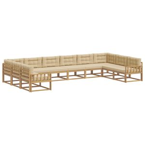 vidaXL Conjunto de Sof&aacute;s para Exterior 10 unid. Branco e Bege
