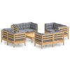 vidaXL 9 pcs conjunto lounge de jardim c/ almofad&otilde;es cinzentos pinho