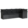 vidaXL 5 pcs conjunto sof&aacute;s de jardim com almofad&otilde;es vime PE preto