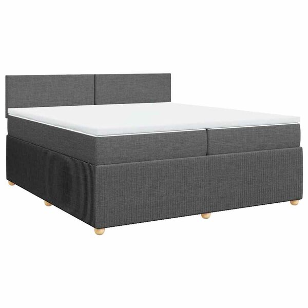 vidaXL Cama com molas/colch&atilde;o 200x200 cm tecido cinzento-escuro