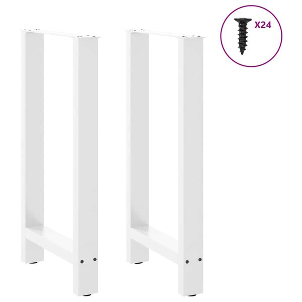 vidaXL P&eacute;s para mesa de bar , brancos, 2 pe&ccedil;as, 50x(90-91) cm, a&ccedil;o