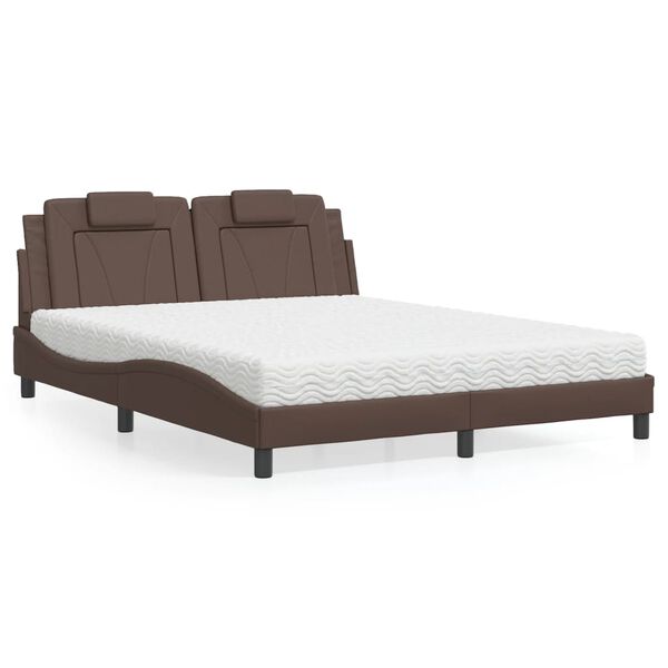 vidaXL Cama Viana com colch&atilde;o 160x200 cm couro artificial castanho