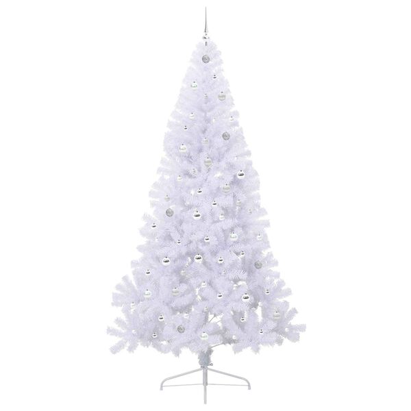 vidaXL &Aacute;rvore de Natal Artificial com 300 LEDs Branco 240 cm PVC e A&ccedil;o