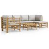 vidaXL 7 pcs conj. lounge de jardim bambu c/ almofad&otilde;es cinzento-claro