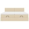 vidaXL Estrutura de cama otomana com colch&otilde;es tecido creme 160x200cm