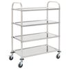 vidaXL Carrinho de cozinha de 4 n&iacute;veis 107x55x125 cm a&ccedil;o inoxid&aacute;vel