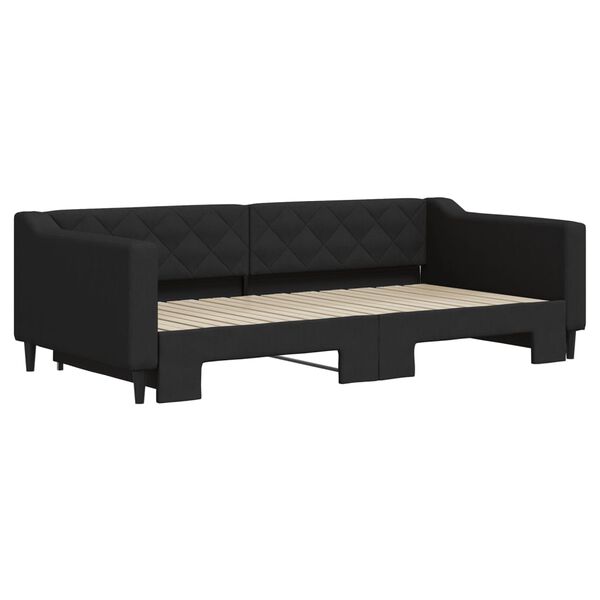 vidaXL Sof&aacute;-cama com gavet&atilde;o 100x200 cm tecido preto