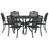 vidaXL Conjunto de Jantar para Jardim 7 pcs Preto Alum&iacute;nio