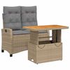 vidaXL 2 pcs conjunto de jantar p/ jardim com almofad&otilde;es vime PE bege