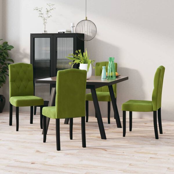 vidaXL Cadeiras de jantar 4 pcs veludo verde-claro