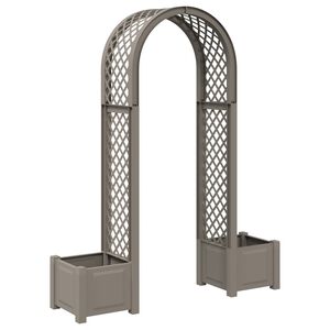 vidaXL Arco de Rosas com Vaso Cinzento 168,5 x 43 x 207 cm PP