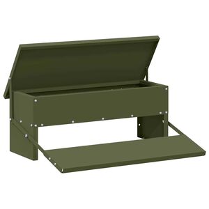 vidaXL Comedouro de Pedal para Frango Verde Oliva 48,5 x 39,5 x 19 cm