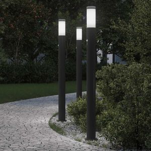 vidaXL Lumin&aacute;rias de balizamento com sensor, 3 unidades, 110 cm, a&ccedil;o inoxid&aacute;vel, IP44