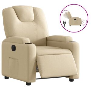 vidaXL Poltrona reclin&aacute;vel el&eacute;trica tecido cor creme