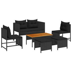 vidaXL Conjunto de Sof&aacute; de Jardim 6 unid. Preto vime PE