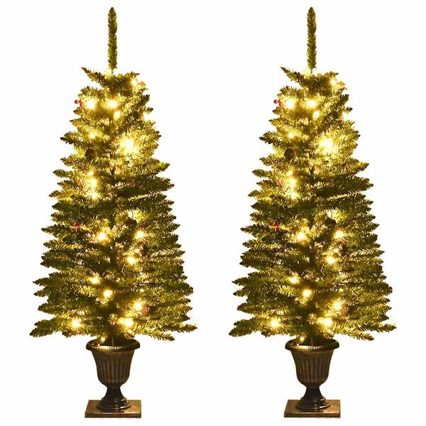 vidaXL Árvores Natal artificiais 2pcs c/ coroa de Natal/grinalda/LEDs