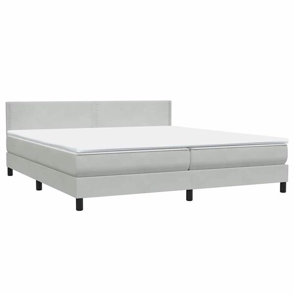 vidaXL Cama com molas/colch&atilde;o 180x220 cm veludo cinzento-claro