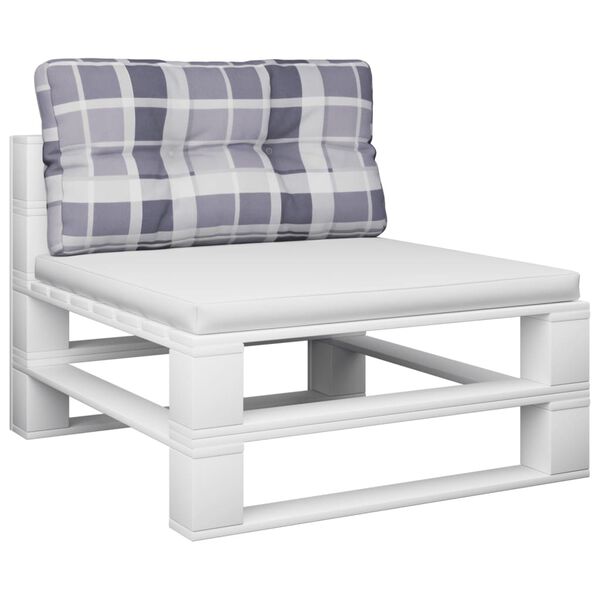 vidaXL Almofad&atilde;o p/ sof&aacute; de paletes 80x40x12 cm tecido xadrez cinzento