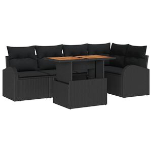 vidaXL Conjunto de Sof&aacute; de Jardim com almofada Manual 6 pcs Preto