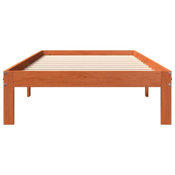 vidaXL Cama sem colch&atilde;o 100x200 cm pinho maci&ccedil;o castanho-mel