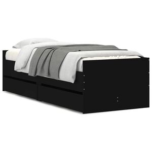 vidaXL Estrutura de cama com gavetas 90x190 cm preto