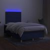 vidaXL Cama box spring c/ colch&atilde;o e LED 120x190 cm tecido azul