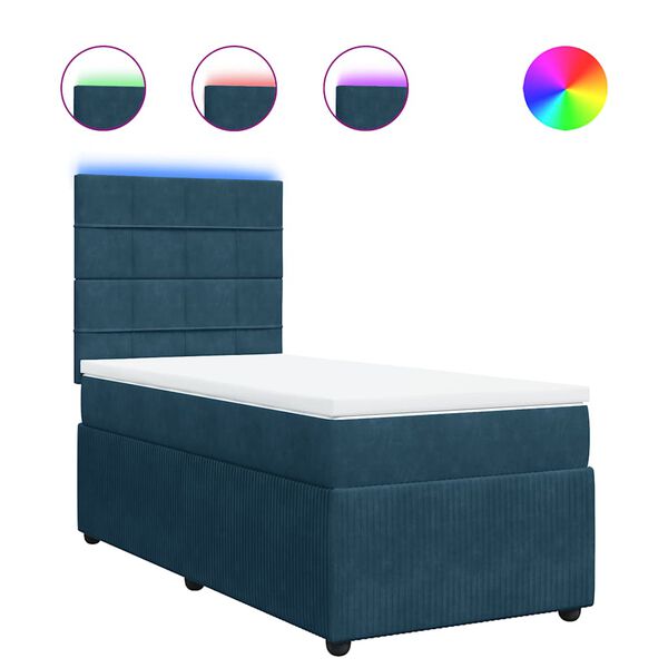vidaXL Cama boxspring com colch&atilde;o 100x200 cm veludo azul