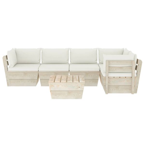 vidaXL 6 pcs conjunto lounge de paletes + almofad&otilde;es madeira de abeto