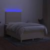 vidaXL Cama box spring c/ colch&atilde;o e LED 120x190 cm tecido cor creme