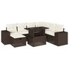 vidaXL 8 pcs conjunto sof&aacute;s de jardim c/ almofad&otilde;es vime PE castanho