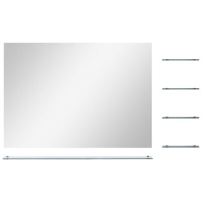 vidaXL Espelho de parede c/ prateleira vidro temperado 80x60 cm