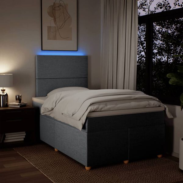 vidaXL Cama boxspring com colch&atilde;o 120x190 cm tecido cinzento-claro