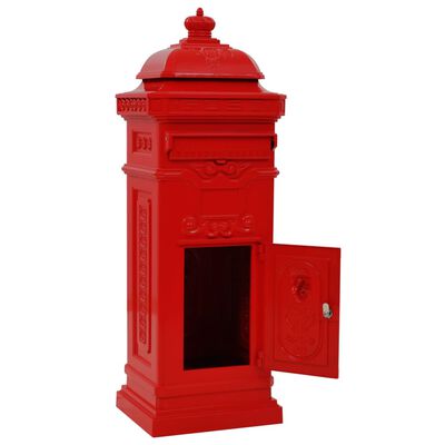 vidaXL Caixa correio coluna vintage alumínio inoxidável vermelho
