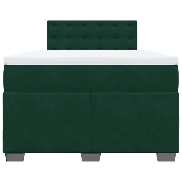 vidaXL Cama com molas/colch&atilde;o 140x190 cm veludo verde-escuro