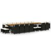vidaXL 21 pcs conjunto jantar p/ jardim c/ almofad&otilde;es vime PE preto