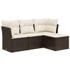 vidaXL 4 pcs conjunto sof&aacute;s de jardim c/ almofad&otilde;es vime PE castanho