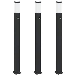 vidaXL Lumin&aacute;rias de balizamento com sensor, 3 unidades, 110 cm, pretas, IP44