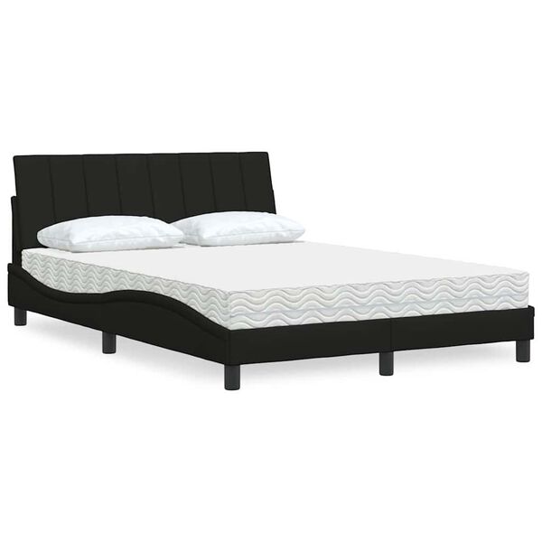 vidaXL Cama com colch&atilde;o Hanko 140x200 cm tecido preto