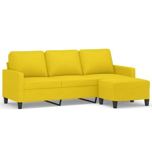 vidaXL Sof&aacute; de 3 lugares com apoio de p&eacute;s 180 cm tecido amarelo-claro