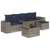 vidaXL Conjunto de sof&aacute; de jardim com 6 pe&ccedil;as e almofadas em rattan sint&eacute;tico cinza