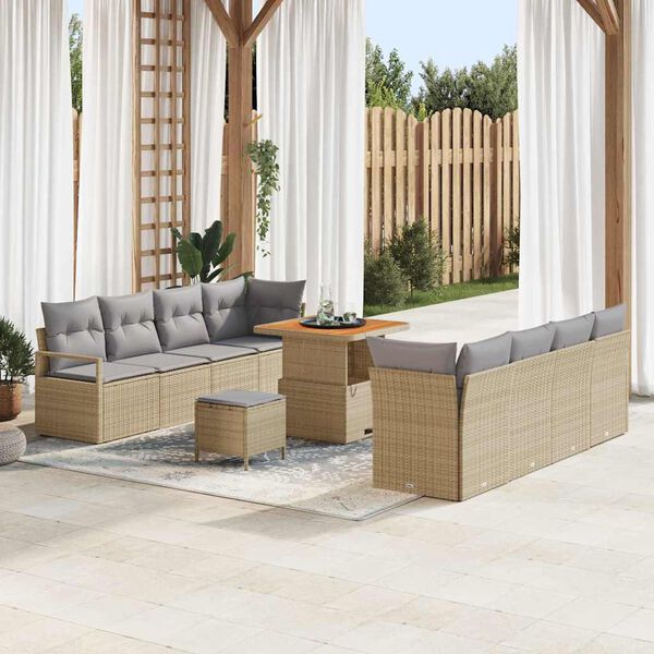 vidaXL Conjunto de Sof&aacute; de Jardim Bege e Cinza Claro 80 x 80 x 71 cm