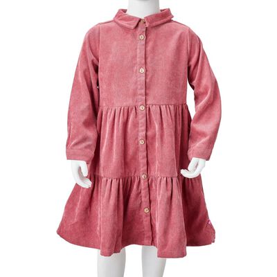 Vestido de manga comprida p/ criança bombazina rosa-velho 92
