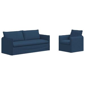 vidaXL Sof&aacute; 2 pcs Azul Dimens&otilde;es gerais: 196 x 82 x 85 cm (L x P x A)