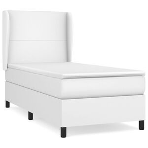 vidaXL Cama com molas/colch&atilde;o 80x200 cm couro artificial branco