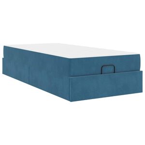 vidaXL Estrutura de cama com colch&atilde;o com colch&atilde;o 2 pcs Azul Veludo