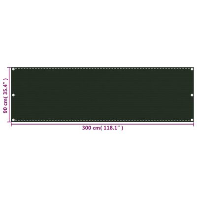 vidaXL Tela de varanda 90x300 cm PEAD verde-escuro
