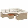 vidaXL Conjunto de Sof&aacute; de Jardim 9 unid. Bege e Creme vime PE